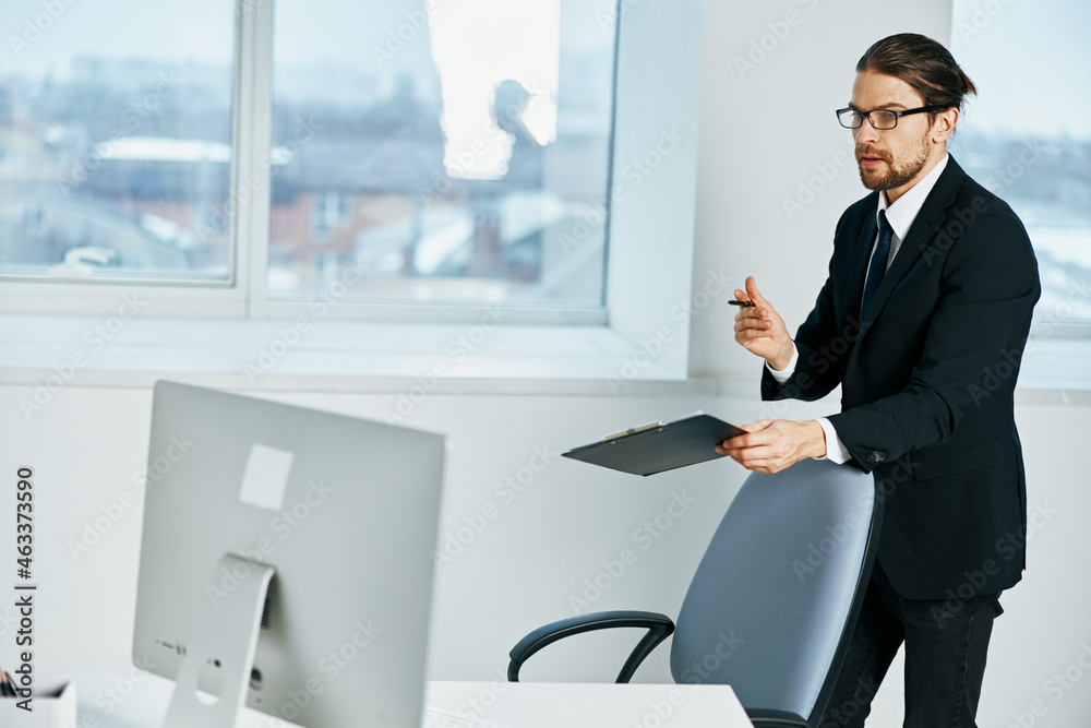 businessman near the desktop office computer Lifestyle businessman near the desktop office computer Lifestyle