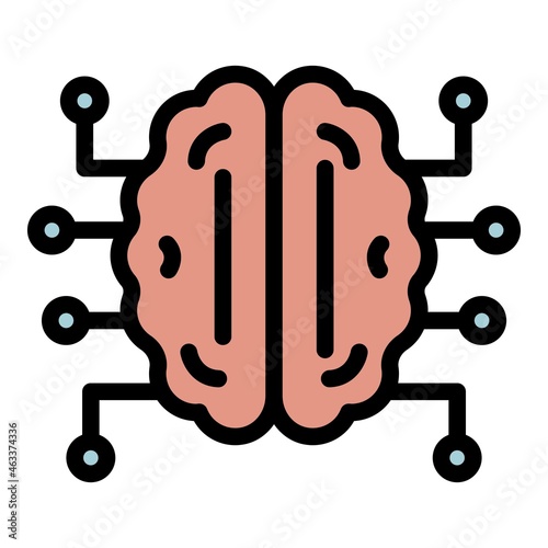 Brain mental disease icon. Outline brain mental disease vector icon color flat isolated