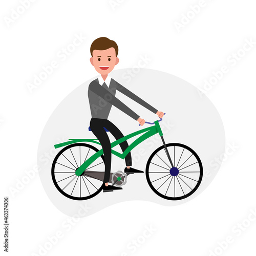 man rides a bicycle isolated illustration on white background. man rides a bicycle clipart.