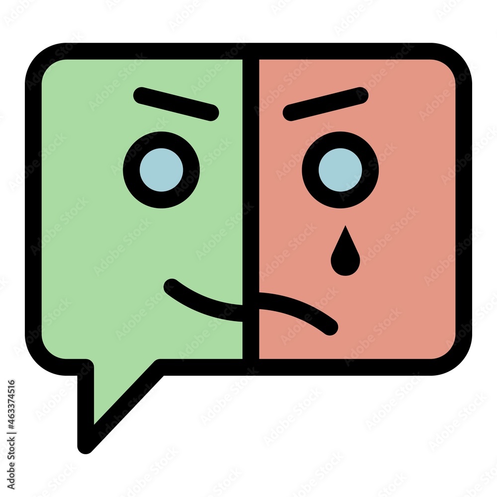 Mental disease chat icon. Outline mental disease chat vector icon color flat isolated Mental disease chat icon. Outline mental disease chat vector icon color flat isolated