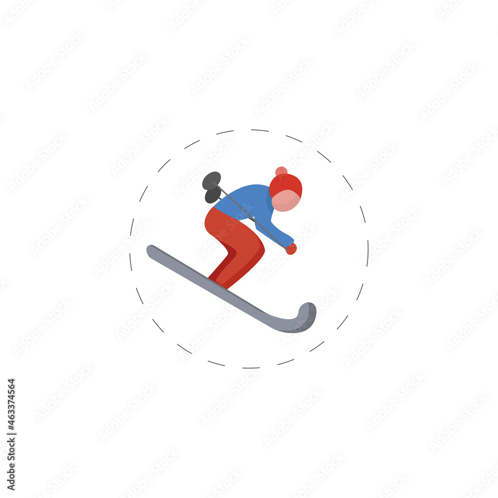 Skiing sportsman isolated illustration on white background. Skiing sportsman clipart.