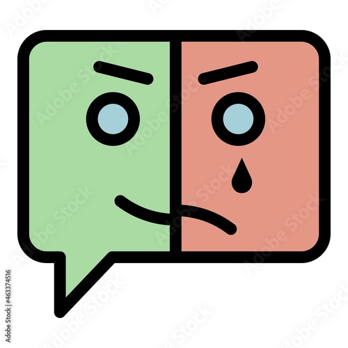 Mental disease chat icon. Outline mental disease chat vector icon color flat isolated