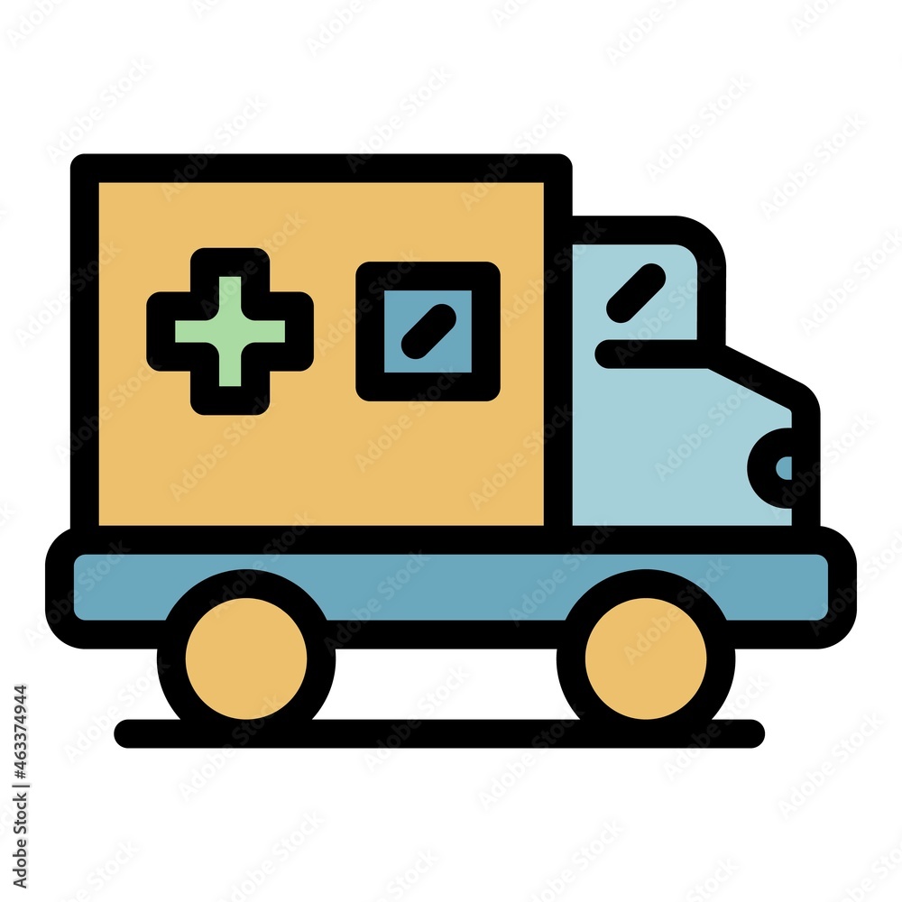 Ambulance truck icon. Outline ambulance truck vector icon color flat isolated Ambulance truck icon. Outline ambulance truck vector icon color flat isolated