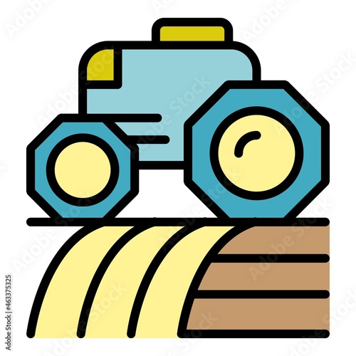 Smart robot tractor icon. Outline smart robot tractor vector icon color flat isolated