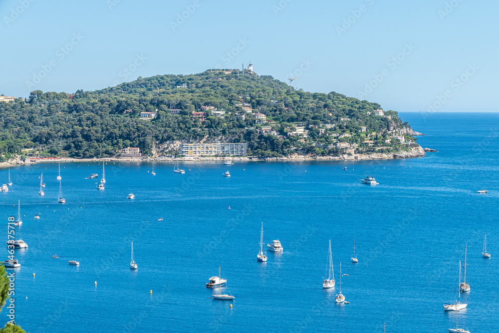 Aerial view of Saint-Jean-Cap-Ferrat with the blue sea and beautiful beaches