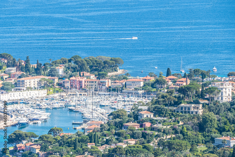 Aerial view of Saint-Jean-Cap-Ferrat with the blue sea and beautiful beaches