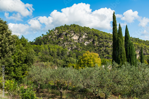 landscape with sky and clouds in Salernes, Provence, South of France
