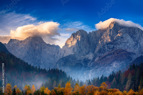 Triglav mountain peak at sunrise