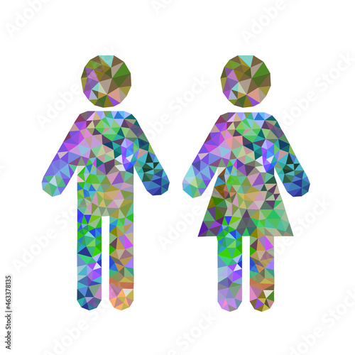 Polygonal geometric crystal wc restroom symbol suitable for best award or celebration.
