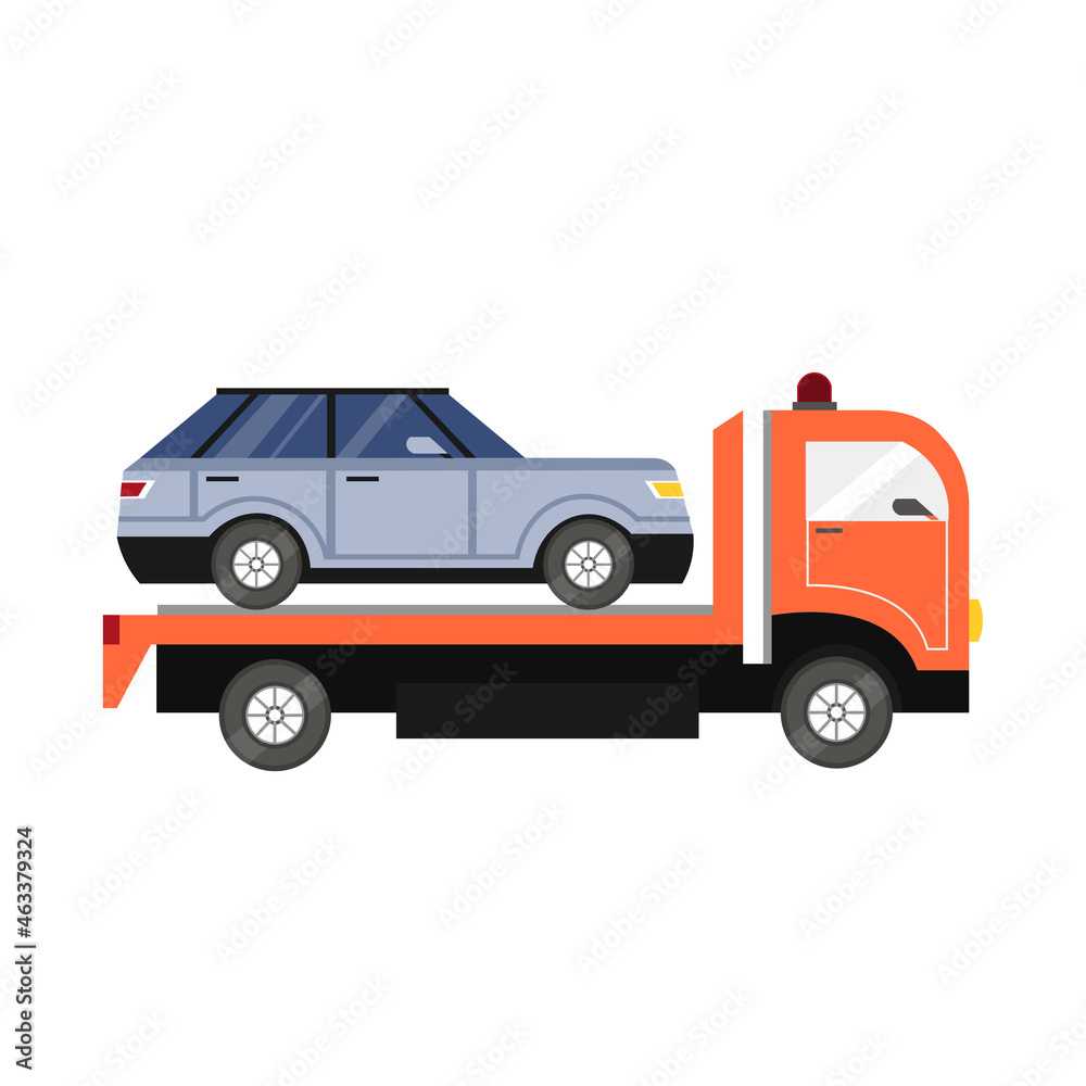 tow truck with car isolated illustration. tow truck flat icon on white background. tow truck with car clipart. tow truck with car isolated illustration. tow truck flat icon on white background. tow truck with car clipart.