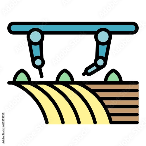 Modern field robot icon. Outline modern field robot vector icon color flat isolated