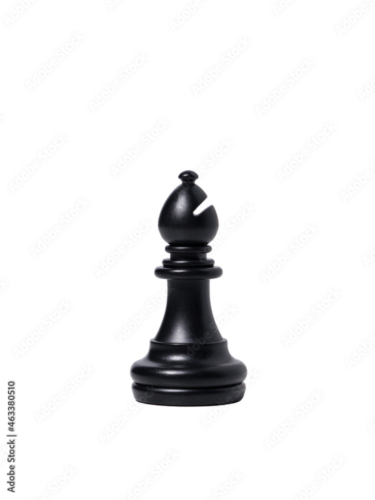 isolated black bishop chess piece on white background. isolated black bishop chess piece on white background.