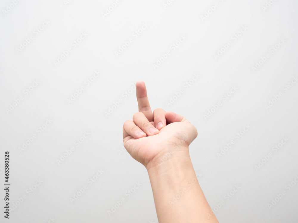 Man hand show middle finger on white background Man hand show middle finger on white background