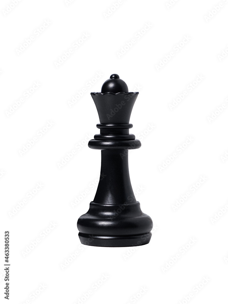 isolated black queen chess piece on white background. isolated black queen chess piece on white background.
