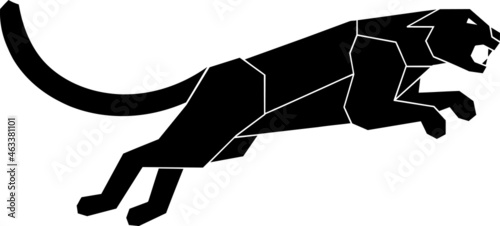 Geometric Design of Aggressive Panther. Simple vector logo, symbol or tattoo template.