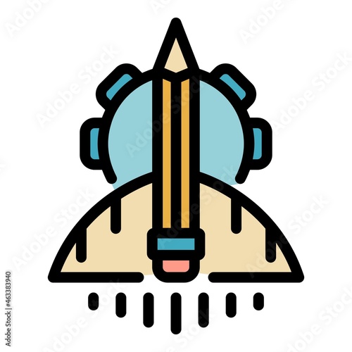 Office startup icon. Outline office startup vector icon color flat isolated