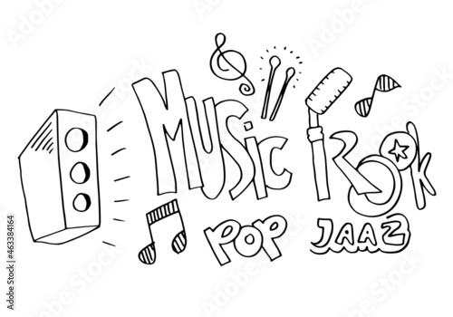Music Background Hand drawn music set illustration. illustrations of music images, design concept.