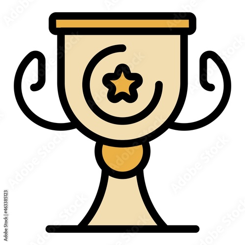 Gold startup cup icon. Outline gold startup cup vector icon color flat isolated