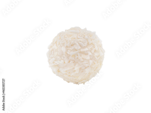 Homemade coconut candy isolated on white background photo