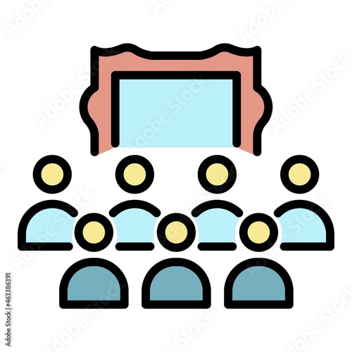 Exhibition center icon. Outline exhibition center vector icon color flat isolated