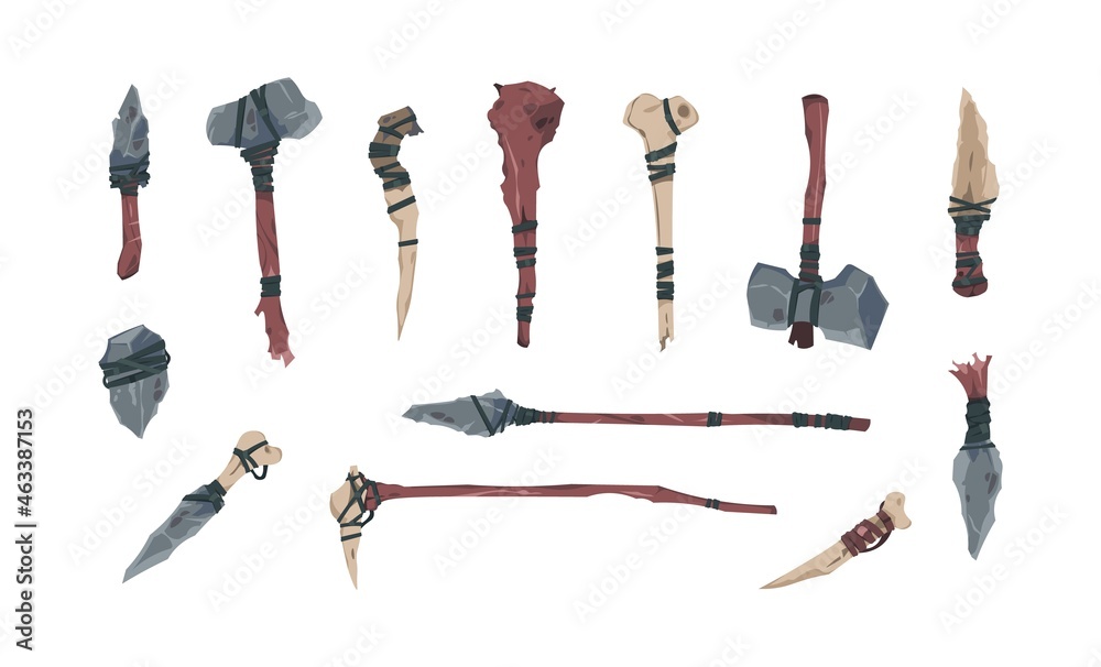 Ancient age stone tools and weapon for hunting Vector Image