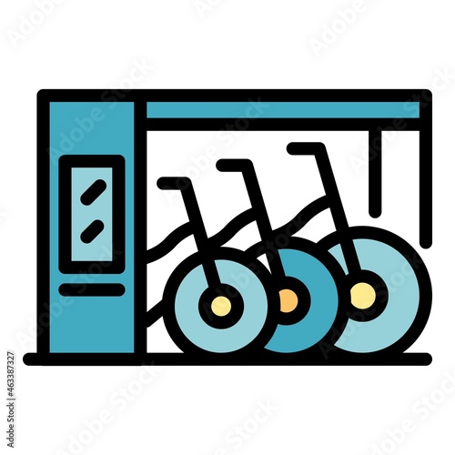 City bike rent icon. Outline city bike rent vector icon color flat isolated
