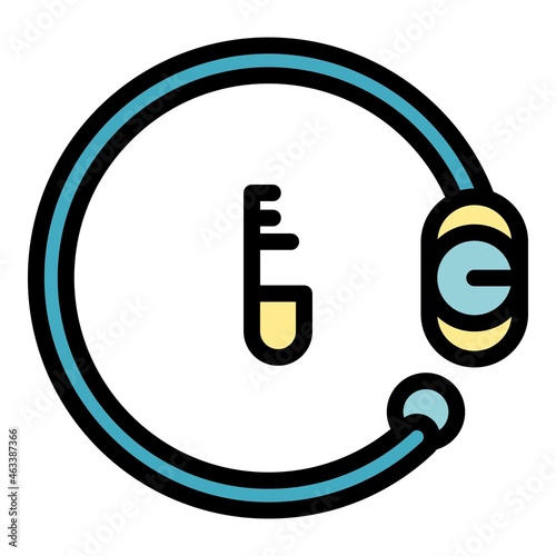 Bike lock icon. Outline bike lock vector icon color flat isolated