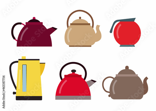 set of kettles. A kettle for the kitchen.Vector illustration Vector illustration.