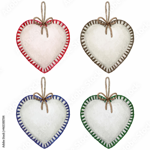 Watercolor hand drawn heart shaped christmas stuffed decoration