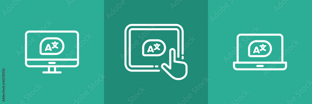 Set of 3 smart devices with translate icon. Set of 3 smart devices with translate icon.