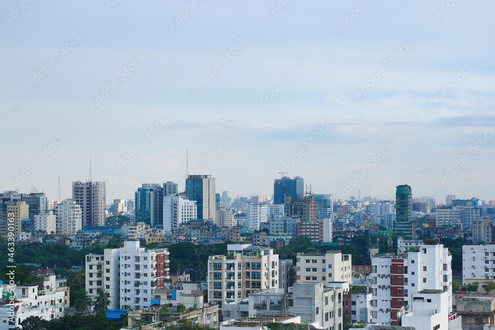high angle view of dhaka city residential and financial buildings at sunny day high angle view of dhaka city residential and financial buildings at sunny day