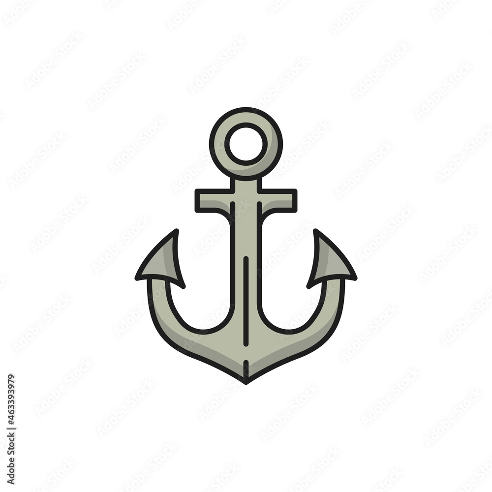 Anker anchor marine object naval heraldry isolated flat line icon. Vector symbol of Portugal seafaring, sea heraldry object. Anchoring gear, ancre coat of arms, naval marine anchor mooring ship Anker anchor marine object naval heraldry isolated flat line icon. Vector symbol of Portugal seafaring, sea heraldry object. Anchoring gear, ancre coat of arms, naval marine anchor mooring ship