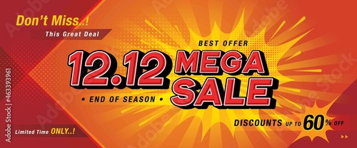 12.12 Shopping Day Mega Sale Banner Template design special offer discount