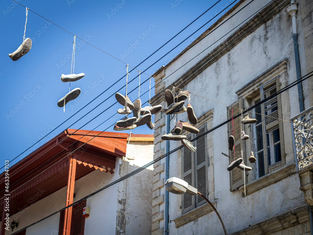 Shoe tossing in Limassol Old town, Cyprus