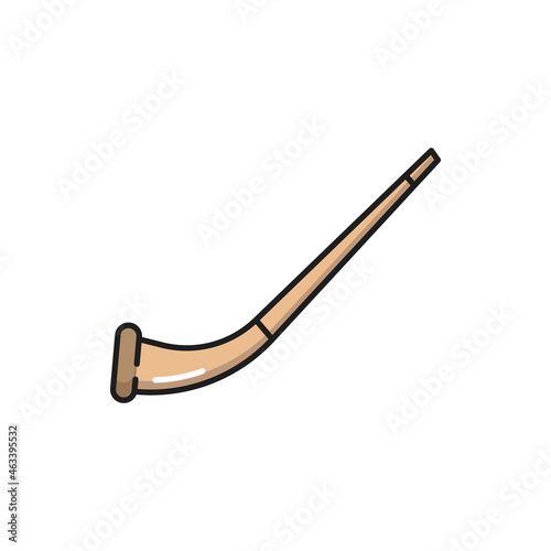 Swiss smoking tobacco pipe isolated flat lune icon. Vector retro pipe to smoke tobacco, detective smoking accessory, Swiss Switzerland traditional pipe. Tobacco-pipe with powder and long handle
