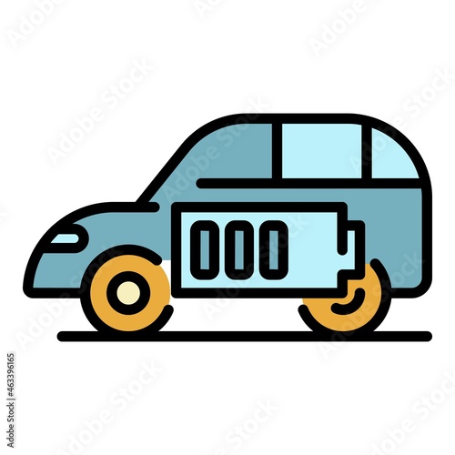 Electric car battery sign icon. Outline electric car battery sign vector icon color flat isolated