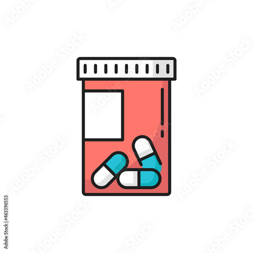 Pills in transparent packaging probiotics bacteria isolated color line icon. Vector drugs maintaining healthy balance of gut bacteria. Bottle package, health care, immune digestive health prebiotics