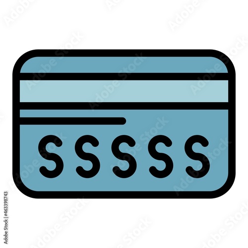 Credit card icon. Outline credit card vector icon color flat isolated