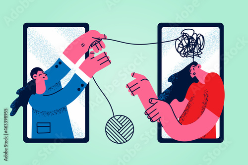 Online psychology and support vector illustration