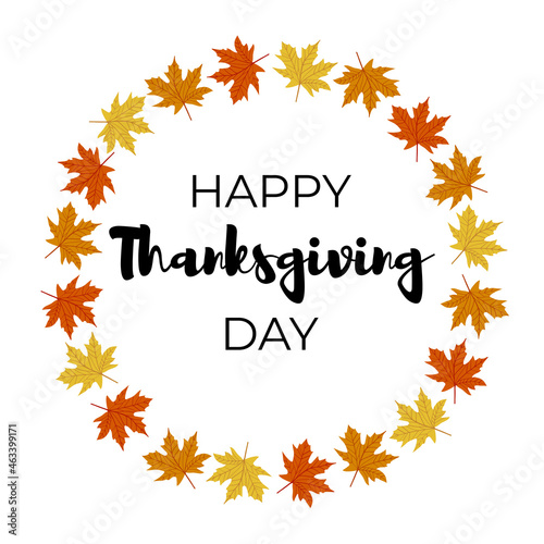 Autumn leaf wreath and seasonal fall greeting vector design for wedding invitations, greeting cards, and sale banner.