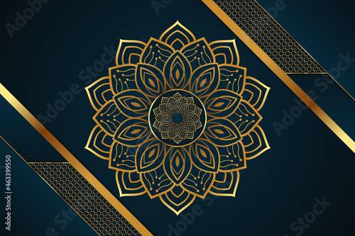 Creative golden luxury mandala background, elegant arabesque design vector