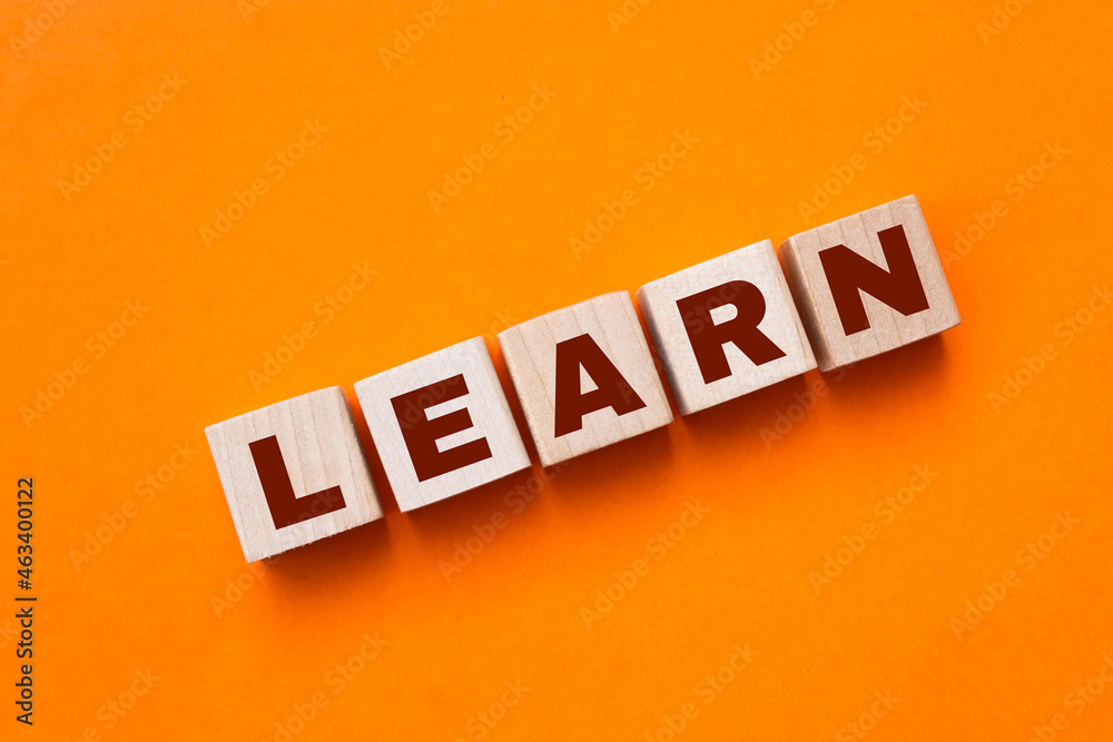 Obraz premium Word learn made with wood building blocks, stock image