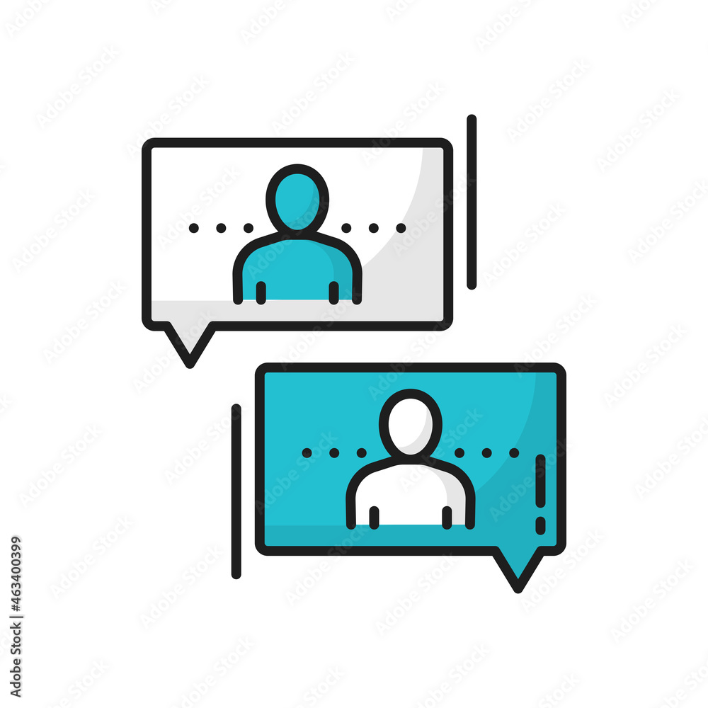 Support center, people communicate, chat line icon. Vector partnership, teamwork collaboration, coworkers communicate. Online conversation of business partners, dialog discussion and contact Support center, people communicate, chat line icon. Vector partnership, teamwork collaboration, coworkers communicate. Online conversation of business partners, dialog discussion and contact