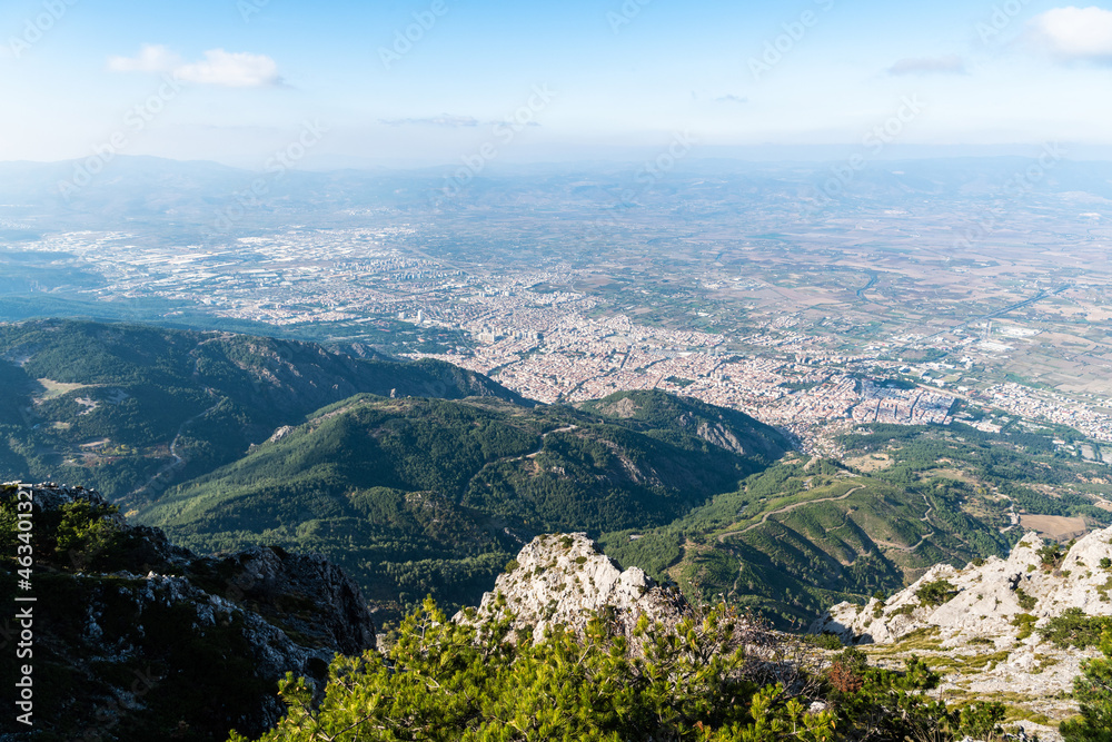 Aerial view over Manisa town in Turkey.