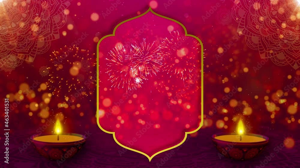 Happy Diwali Indian Holiday Events on a Religious Festival Diwali. Oil Lamp Animation with Bokeh Abstract Background