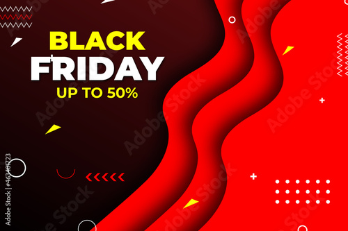 Black Friday sale poster. Commercial discount event banner. Black background textured. Vector business illustration. Black Friday vector illustration. Black Friday sale banner layout design