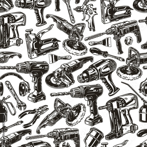 Manual work tools seamless pattern