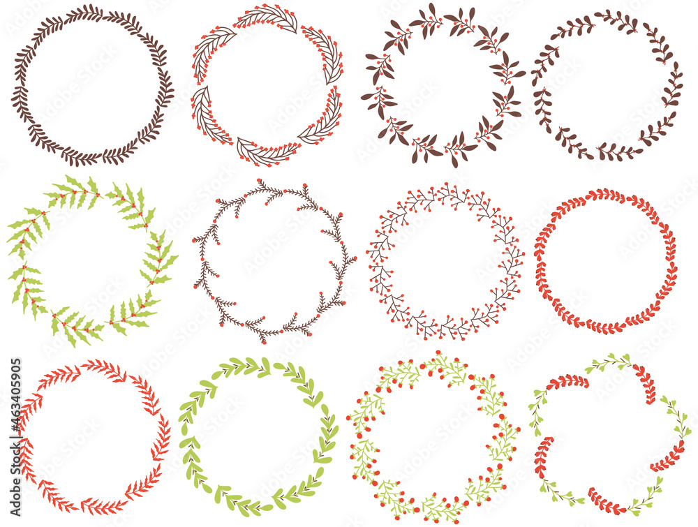 New Year's wreath frame of branches. Decoration for Christmas.