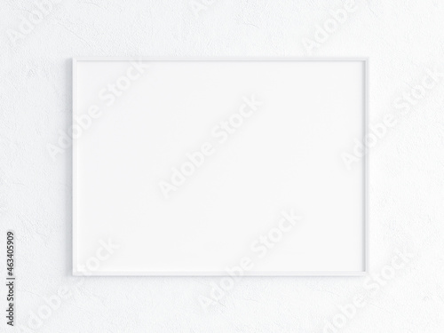 horizontal white frame mockup on the wall