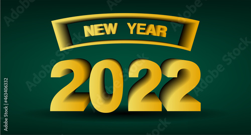happy new year 2022, golden 3d lettering